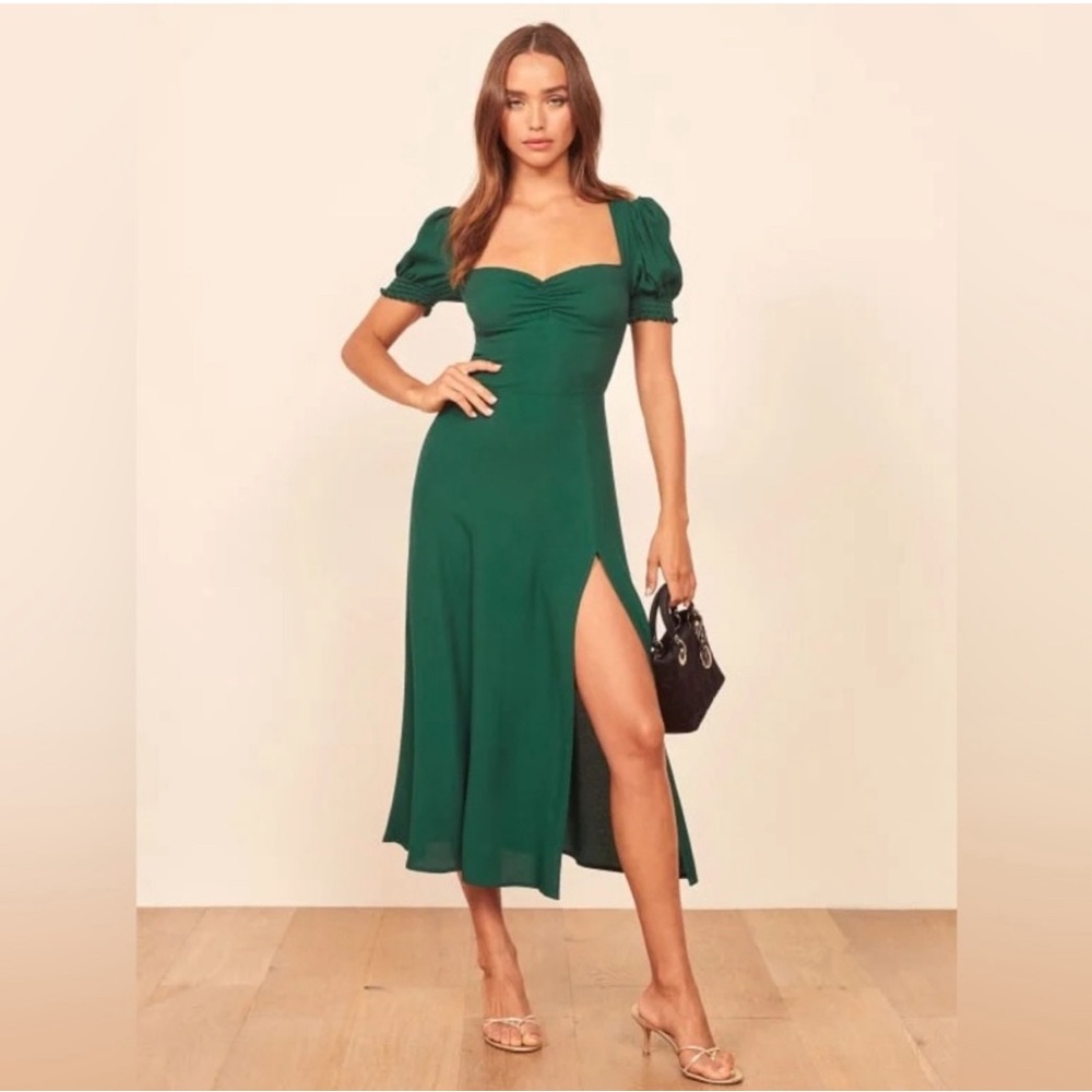 Reformation Lacey Dress in Emerald